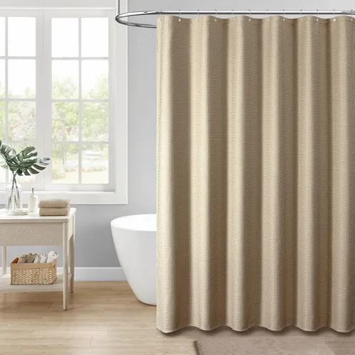 Miniatura 6 de Dynamene - Cortina de ducha extralarga, cortina de baño de 96 pulgadas con textura de nido de abeja, cortina de baño resistente y gruesa de tela
