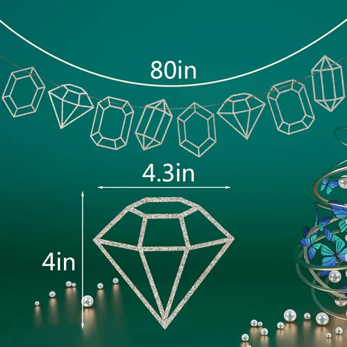 Miniatura 2 de Cartel de gemas con purpurina, decoración de fiesta de cumpleaños con temática de piedras preciosas, decoraciones de novia futura, fiesta de joyas