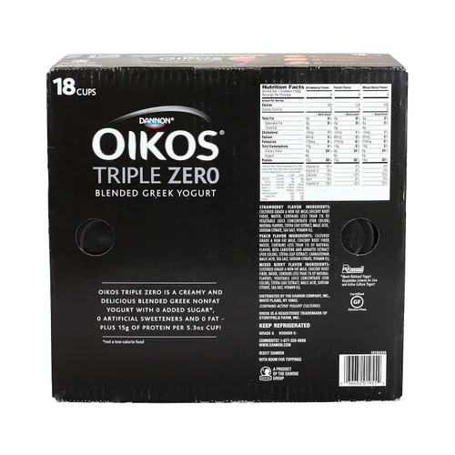 Miniatura 2 de OIKOS Triple Zero Variety Yogurt, 5.3 onzas, 18/paquete (01955)