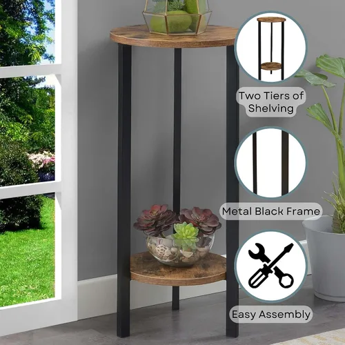 Miniatura 5 de Convenience Concepts Graystone - Soporte para plantas de 2 niveles de alto de 31 pulgadas, soporte industrial para plantas, jarrones y antigüedades