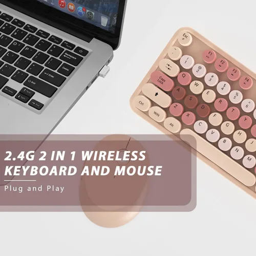 Miniatura 6 de Combo de teclado y mouse inalámbricos colorido - Teclado inalámbrico de 104 teclas con almohadilla numérica para PC Windows, portátil, laptop
