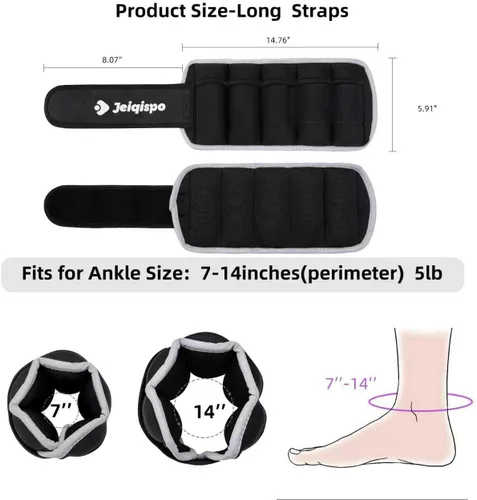 Miniatura 5 de Pesas ajustables para tobillo 1 par de 4 10 libras con peso extraíble para hombres, mujeres y niños, fuerza pesada para fitness, gimnasio, Negro