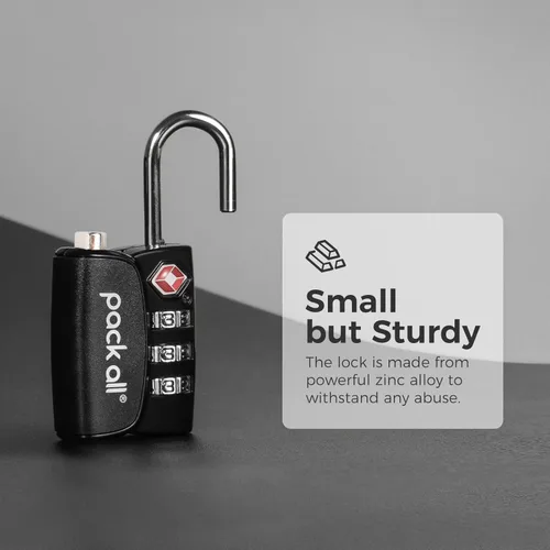 Miniatura 4 de pack all Cerradura de equipaje aprobada por la TSA, indicador de inspección, cuerpo de aleación, candados de combinación de 3 dígitos, cerradura