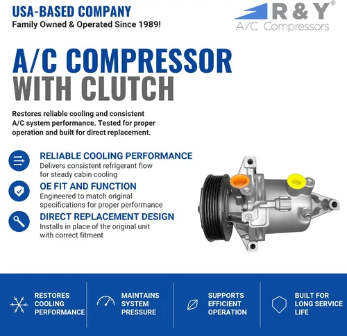 Miniatura 2 de Compresor de CA RYC y embrague de A/C EG898 (se adapta a Nissan Cube 1.8L 2011, 2012, 2013, 2014)