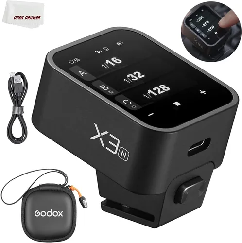 Godox Disparador X3N X3 N X3-N, disparador de flash Godox, disparador de flash inalámbrico TTL de pantalla táctil, con conversión TCM, batería de