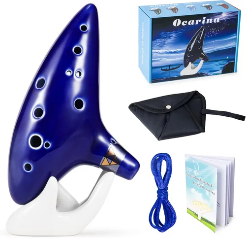 Zelda Ocarina, 12 agujeros, tono Alto C, con libro de canciones (canciones de La leyenda de Zelda), instrumentos de sanación sonora para Azul marino