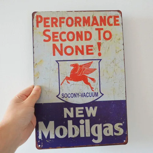 Miniatura 2 de Mobilgas Pegasus - Placa de metal retro vintage para decoración de pared, 7.9 x 11.8 in