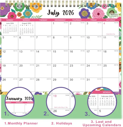 Miniatura 4 de Calendario de escritorio 2026-2027, calendario de escritorio 2026-2027, julio de 2026 a diciembre de 2027, 9.8 x 8.3 pulgadas, calendario superior
