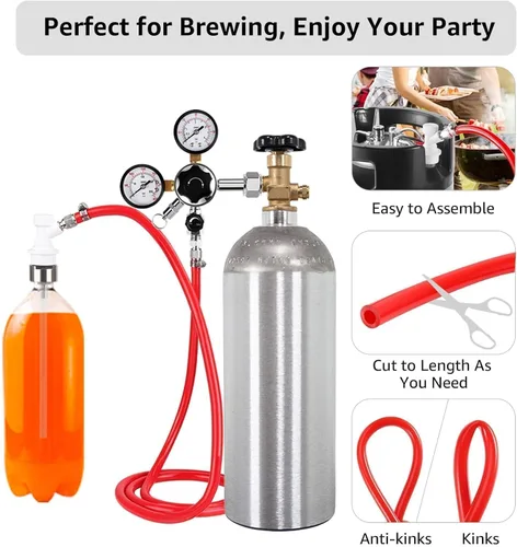 Miniatura 6 de Línea de gas Kegerator de 5 pies y líneas de cerveza de CO2, manguera de gas de CO2 rojo ID de 5/16 pulgadas y líneas de barril de cerveza