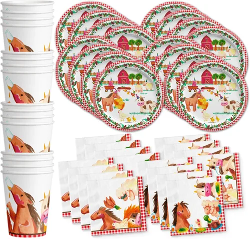 Miniatura 12 de Juego de suministros de fiesta de cumpleaños de pollo, platos, servilletas, tazas, kit de vajilla para 16