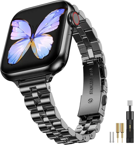 Miniatura 21 de MioHHR - Correas delgadas de metal compatibles con Apple Watch Band Ultra3/2/1 Series 11 10 9 8 7 6 5 4 3 2 1 SE3/2/1, correa delgada y estrecha
