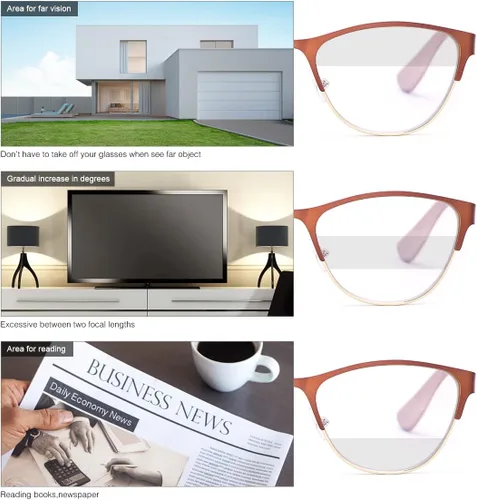 Miniatura 3 de Gafas de lectura progresivas multifocal, con bisagra de resorte, bloqueo de luz azul, multifocal, sin línea, para mujeres y hombres