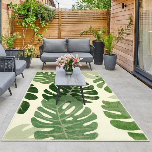 Miniatura 7 de Lukinbox Leaf - Alfombras de área para interiores y exteriores, para patio, 5 x 7 pies, lavable, color verde, alfombra antideslizante para sala