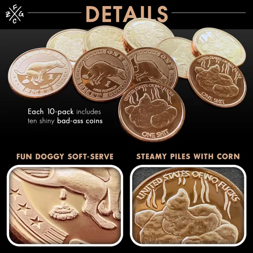 Miniatura 6 de ZFG Inc. Zero F's Given - Novedades de monedas de cuarto de regalo, Give One Sh*t, paquete de 10