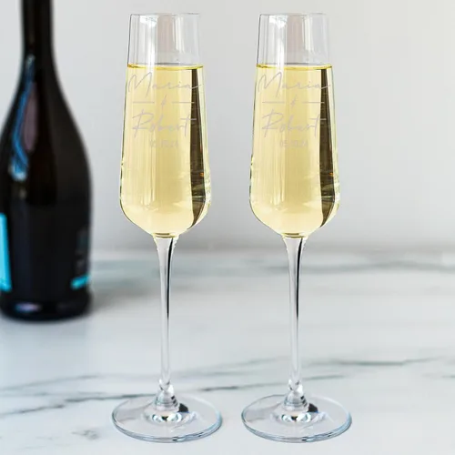 Miniatura 8 de Copas de champán de boda personalizadas, juego de 2, copas de brindis Mr & Mrs para novia y novio, nombre y fecha grabados, regalos personalizados