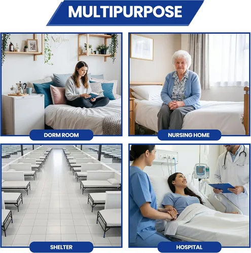 Miniatura 4 de Linteum Textile Supply Sábana bajera ajustable blanca tamaño individual de 36 x 80 x 9 pulgadas, 1 paquete de mezcla de polialgodón de 180 hilos