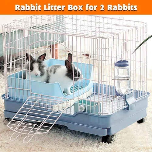 Miniatura 7 de BWOGUE - Caja de arena grande para conejos, orinal de entrenamiento de esquina con cajón y rejilla para mascotas más grande para cobayas adultas