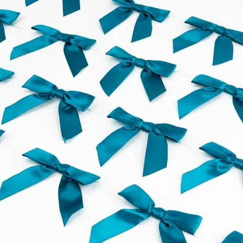 Miniatura 8 de AIMUDI Lazos con Alambre de Amarre para Bolsas de Golosinas de 3.5 pulgadas, Lazos de Satén Azul Turquesa para Manualidades, Lazos Prefabricados
