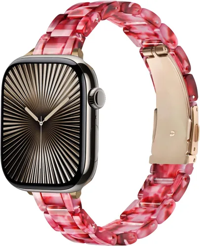 Miniatura 9 de Correa delgada de resina compatible con Apple Watch Band de 38mm, 40mm, 41mm, 42mm, 44mm, 45mm, 46mm, pulsera de tortuga fina de 14mm ligera