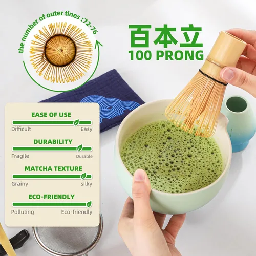 Miniatura 4 de TEANAGOO Juego de Batidor de Matcha Azul, Juego de Matcha de Ceremonia, Kit de Matcha Azul Degradado, Juego de Té de Matcha para Hacer