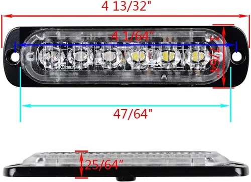 Miniatura 3 de Barra de luz estroboscópica Universal muy delgada de 6 LED, color ámbar / blanco, Modo de 16 parpadeos, luz de Advertencia para camionetas, autos