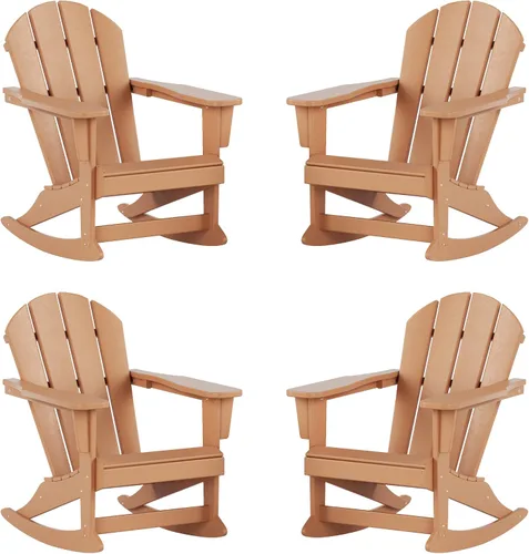 Miniatura 217 de WestinTrends Silla mecedora Malibu de poliéster para exterior/patio Adirondack, Negra