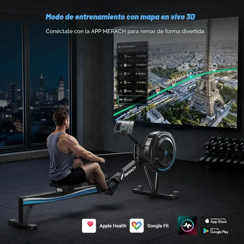 Miniatura 7 de MERACH Máquina de remo profesional para interiores, máquinas de remo ajustables de resistencia al aire para el hogar, asiento ergonómico cómodo