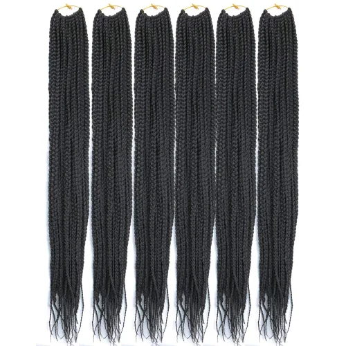 Miniatura 18 de 6 paquetes/lote (14/18/24/30) pulgadas, 0.4 in, 20 hebras por paquete, 3 extensiones de cabello trenzado de ganchillo finas, diámetro 3X