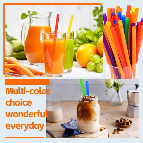 Miniatura 6 de 100 piezas de popotes jumbo para batidos, (0.4" de diámetro x 8.3" de largo) pajitas de plástico desechables coloridas grandes de boca ancha