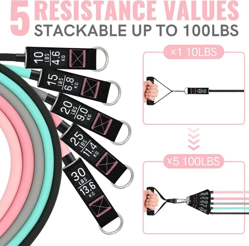Miniatura 2 de Aihoye Bandas de resistencia para entrenamiento, bandas de ejercicio con asas, bandas elásticas para ejercicio, bandas de entrenamiento con anclajes
