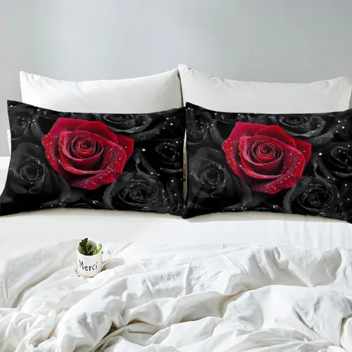 Miniatura 7 de Feelyou - Juego de funda de edredón con estampado floral de rosas - Funda de edredón romántica para niños, niñas, adolescentes, decoración del Multi