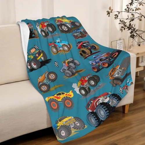 Miniatura 23 de Manta de bebé con texto en inglés «Just A Boy Who Loves Trucks» para niños y niñas, manta súper suave para envolver al recién nacido, acogedora
