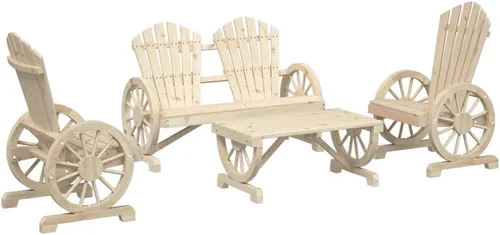 Miniatura 2 de Juego de 4 piezas de muebles de exterior de madera de abeto macizo para jardín, balcón, porche, espacios pequeños con cómodas sillas Adirondack