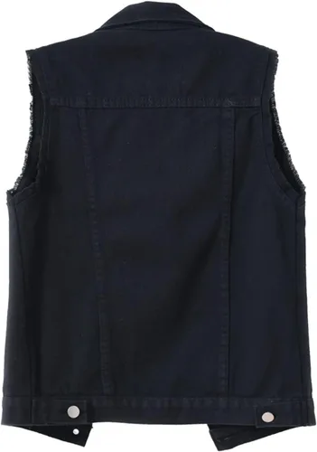 Miniatura 2 de Locachy Chaleco de mezclilla casual para mujer, ajustado, sin mangas, rasgados