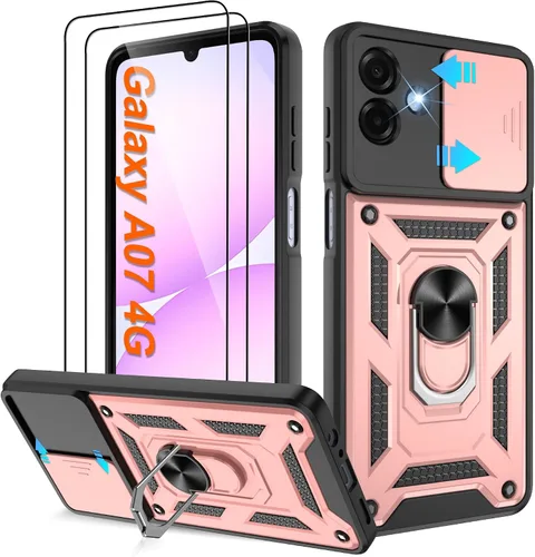 Miniatura 148 de ATUMP Funda para T-Mobile Revvl V Plus 5G con protector de pantalla HD con cubierta de cámara deslizante, soporte de anillo de rotación de 360° Negro