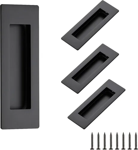 Miniatura 17 de Ravinte 1 paquete de manijas de puerta corredera de armario negro con tiradores negros empotrados de 4.72 pulgadas de largo, tiradores de dedo