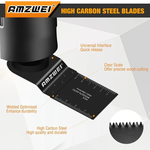 Miniatura 4 de AMZWEI 100 Piezas Cuchillas para Herramientas Oscilantes, Cuchillas de Sierra Oscilante Universales Profesionales para Corte de Madera y Metal