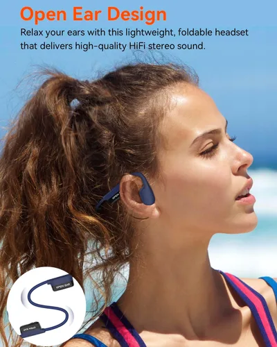 Miniatura 5 de SANOTO Auriculares de conducción ósea Bluetooth 5.3, auriculares de oreja abierta con reducción de ruido de doble micrófono, batería de 8 horas