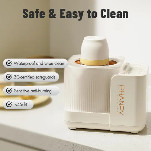 Miniatura 7 de Phanpy SmartSwirl - Calentador de botellas sin agua, patentado con bolsa de aire para protección de nutrientes, mezcla inteligente de doble