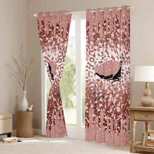Miniatura 3 de Cortinas de pestañas femeninas con estampado de animales, cortinas y cortinas de lujo estilo princesa, 76 pulgadas de ancho x 45 pulgadas de largo
