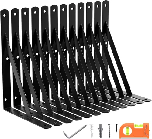 Miniatura 14 de Paquete de 8 soportes de estante resistentes de 14 pulgadas, soporte de pared flotante grande para estantes de almacenamiento de garaje, acabado