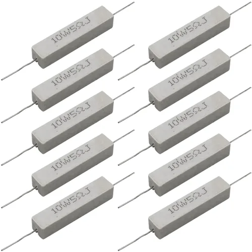 Miniatura 33 de 10 resistencias de cable de plomo axial de 10 W, 0.5 ohmios y 5 % – Resistencias de potencia de cemento cerámico fijas de heridas blancas