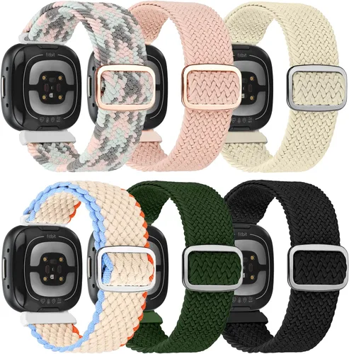 Miniatura 9 de Paquete de 6 bandas elásticas de nailon compatibles con Fitbit Versa 4 / Fitbit Sense 2 / Fitbit Versa 3 / Fitbit Sense, correas de repuesto