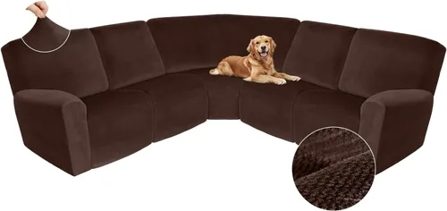 Miniatura 537 de Arfntevss Fundas de sofá seccional reclinable de terciopelo, Funda de sofá seccional de esquina para sofá reclinable, Funda elástica suave