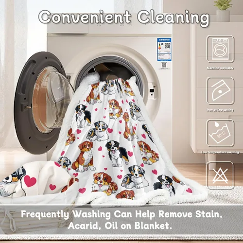 Miniatura 7 de BlessLiving - Manta de felpa con diseño de corazones rojos con perros y gatos para niños y adultos, con estampado tridimensional de animales, ideal