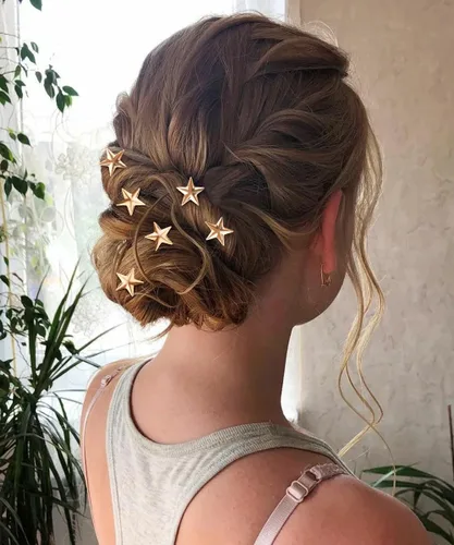 Miniatura 7 de 20 pinzas para el cabello de estrella, pinzas de pelo en espiral de estrella dorada, horquillas de novia, pinzas trenzadas vintage para boda