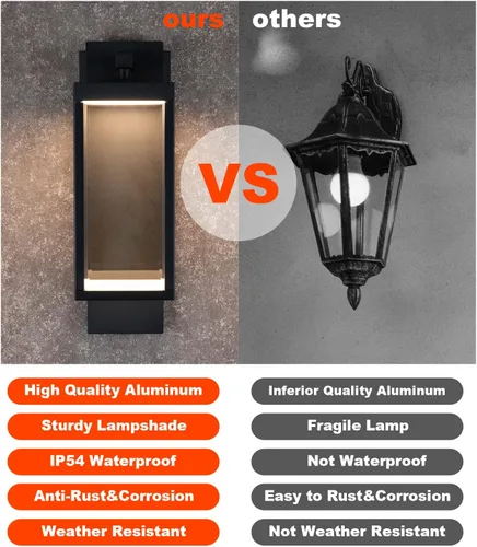 Miniatura 3 de Lámpara de pared para exteriores, lámpara de pared para exteriores del atardecer al amanecer, aplique de pared LED negro con vidrio templado