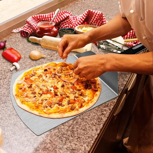 Miniatura 7 de Pizza Peel BIG HORN - Espátula de pizza de metal con mango de goma, espátula de pizza de acero inoxidable perforada