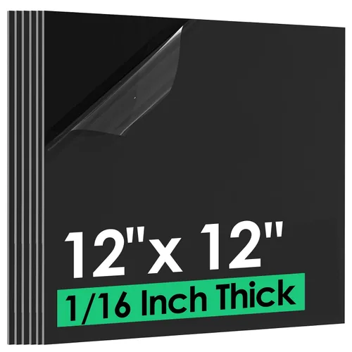 CREGEAR ABS Plastic Sheet 12" x 12" x 1/16", Black Rigid Thermoplastic Board for Signs, Crafts, DIY Projects, Dual-Surface - Textured & Smooth (6