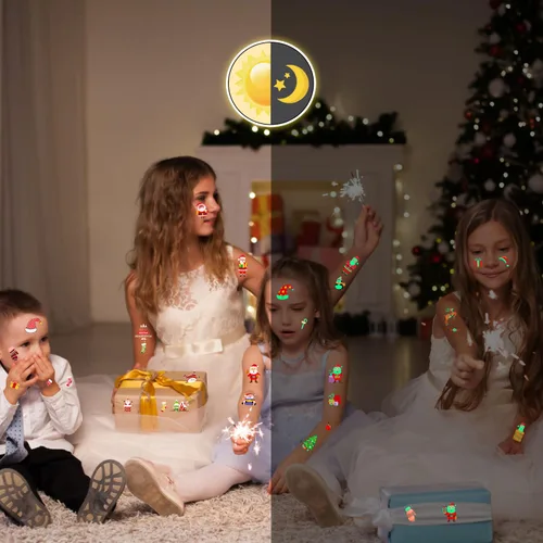 Miniatura 3 de LOMIMOS 240 tatuajes temporales de Navidad para niños, recuerdos de fiesta de Navidad, tatuajes que brillan en la oscuridad, calcomanías